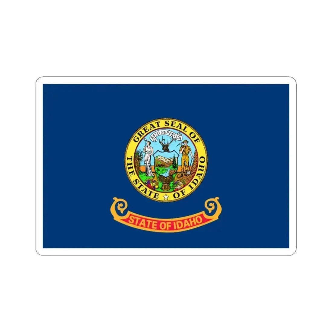 Flag of Idaho 3-2 (United States) STICKER Vinyl Kiss-Cut Decal 4 Inch White - The Sticker Space