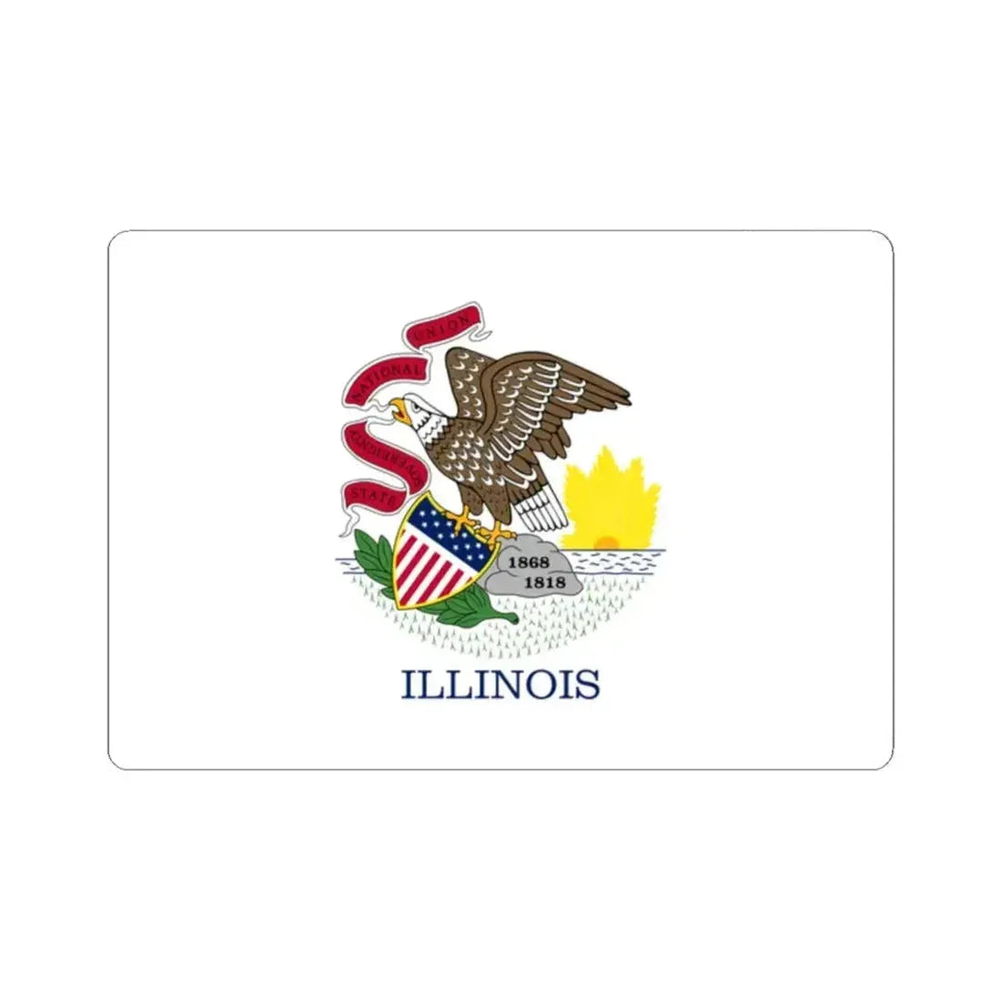 Flag of Illinois 3-2 (United States) STICKER Vinyl Kiss-Cut Decal 2 Inch White - The Sticker Space