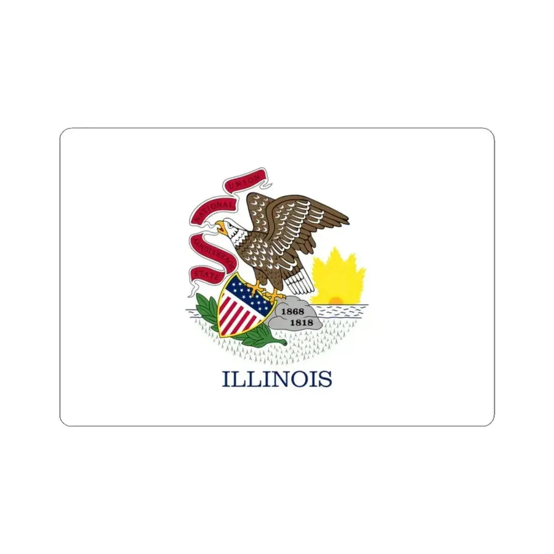 Flag of Illinois 3-2 (United States) STICKER Vinyl Kiss-Cut Decal 3 Inch White - The Sticker Space