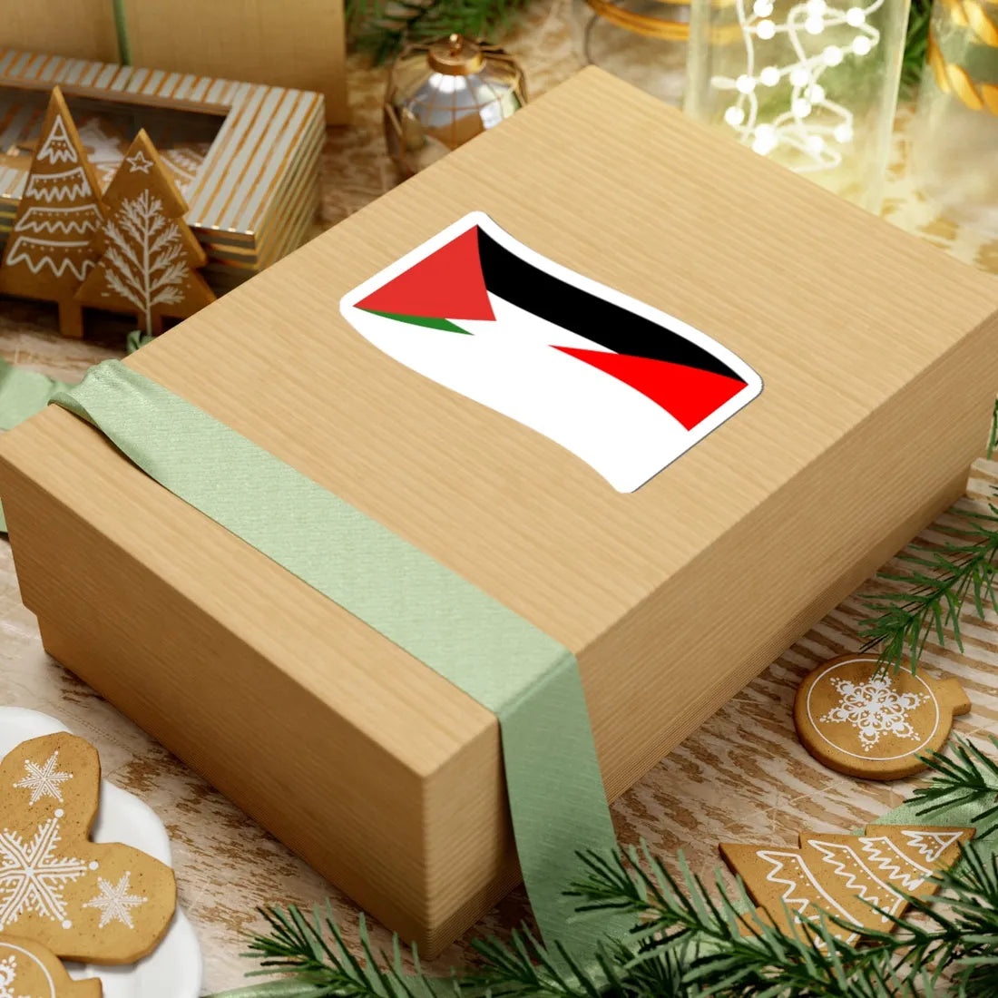 Flag of Indonesia and Palestine with waves (Indonesia) STICKER Vinyl Kiss-Cut Decal - The Sticker Space