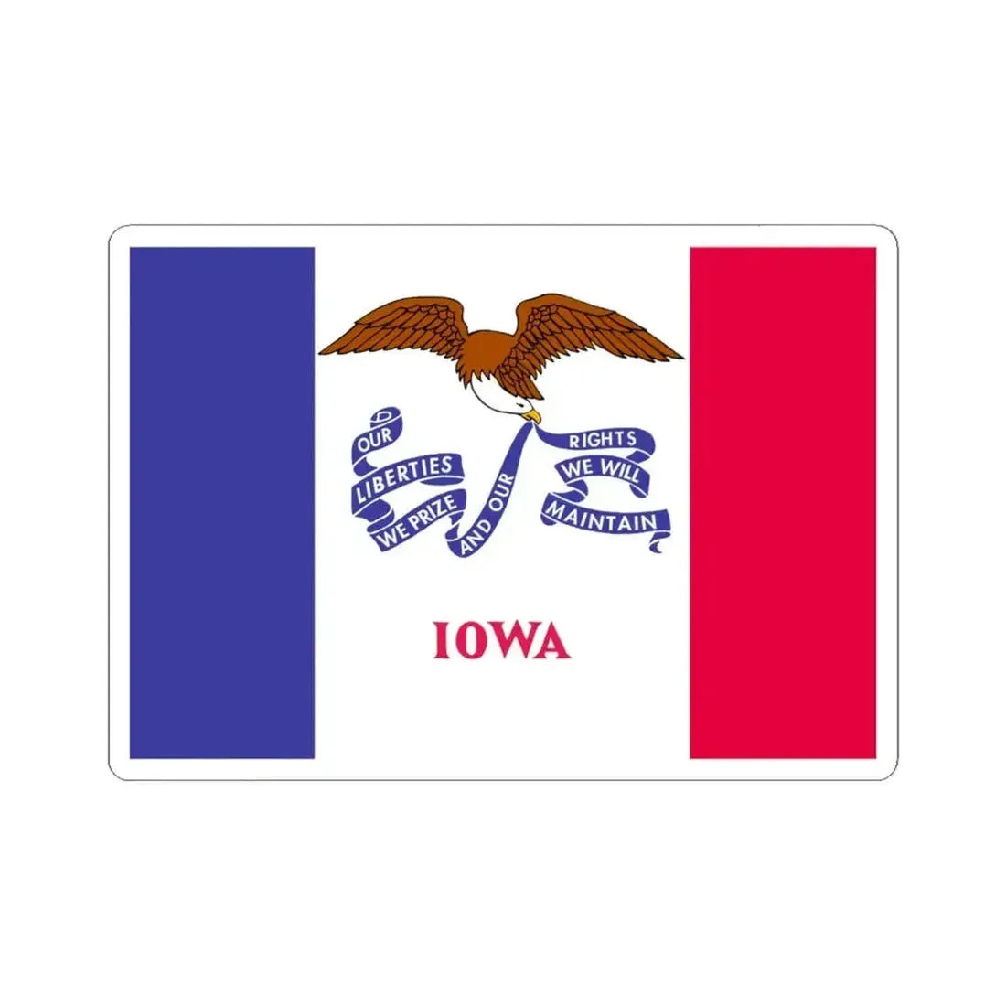 Flag of Iowa 1921-2018 (United States) STICKER Vinyl Kiss-Cut Decal 4 Inch White - The Sticker Space