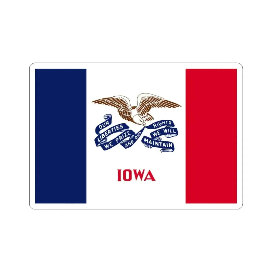 Flag of Iowa 3-2 (United States) STICKER Vinyl Kiss-Cut Decal 3 Inch White - The Sticker Space