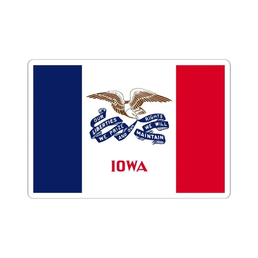 Flag of Iowa 3-2 (United States) STICKER Vinyl Kiss-Cut Decal 6 Inch White - The Sticker Space
