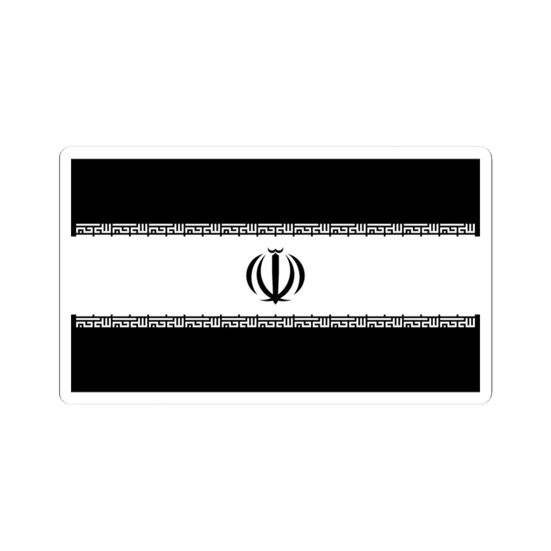 Flag of Iran black and white variant 1 (Iran) STICKER Vinyl Kiss-Cut Decal 3 Inch White - The Sticker Space