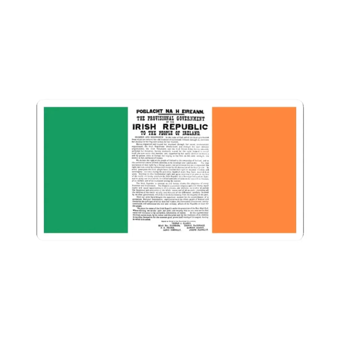 Flag of Ireland with Easter Proclamation (Ireland) STICKER Vinyl Kiss-Cut Decal 2 Inch White - The Sticker Space