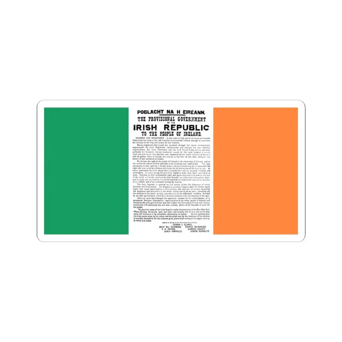 Flag of Ireland with Easter Proclamation (Ireland) STICKER Vinyl Kiss-Cut Decal 3 Inch White - The Sticker Space
