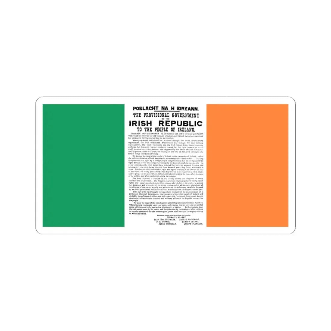Flag of Ireland with Easter Proclamation (Ireland) STICKER Vinyl Kiss-Cut Decal 4 Inch White - The Sticker Space