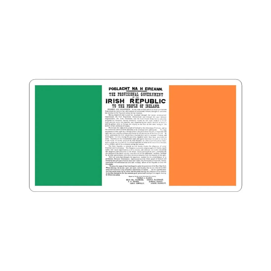 Flag of Ireland with Easter Proclamation (Ireland) STICKER Vinyl Kiss-Cut Decal 6 Inch White - The Sticker Space