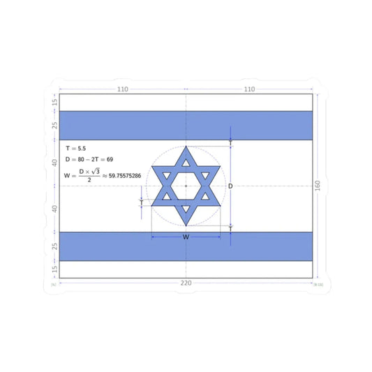 Flag of Israel construction sheet (Israel) STICKER Vinyl Kiss-Cut Decal 2 Inch White - The Sticker Space