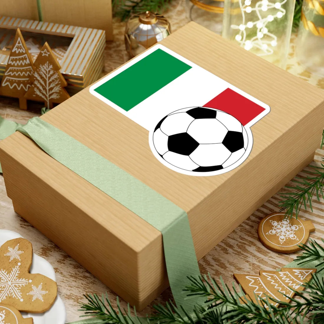 Flag of Italy with football (Italy) STICKER Vinyl Kiss-Cut Decal - The Sticker Space