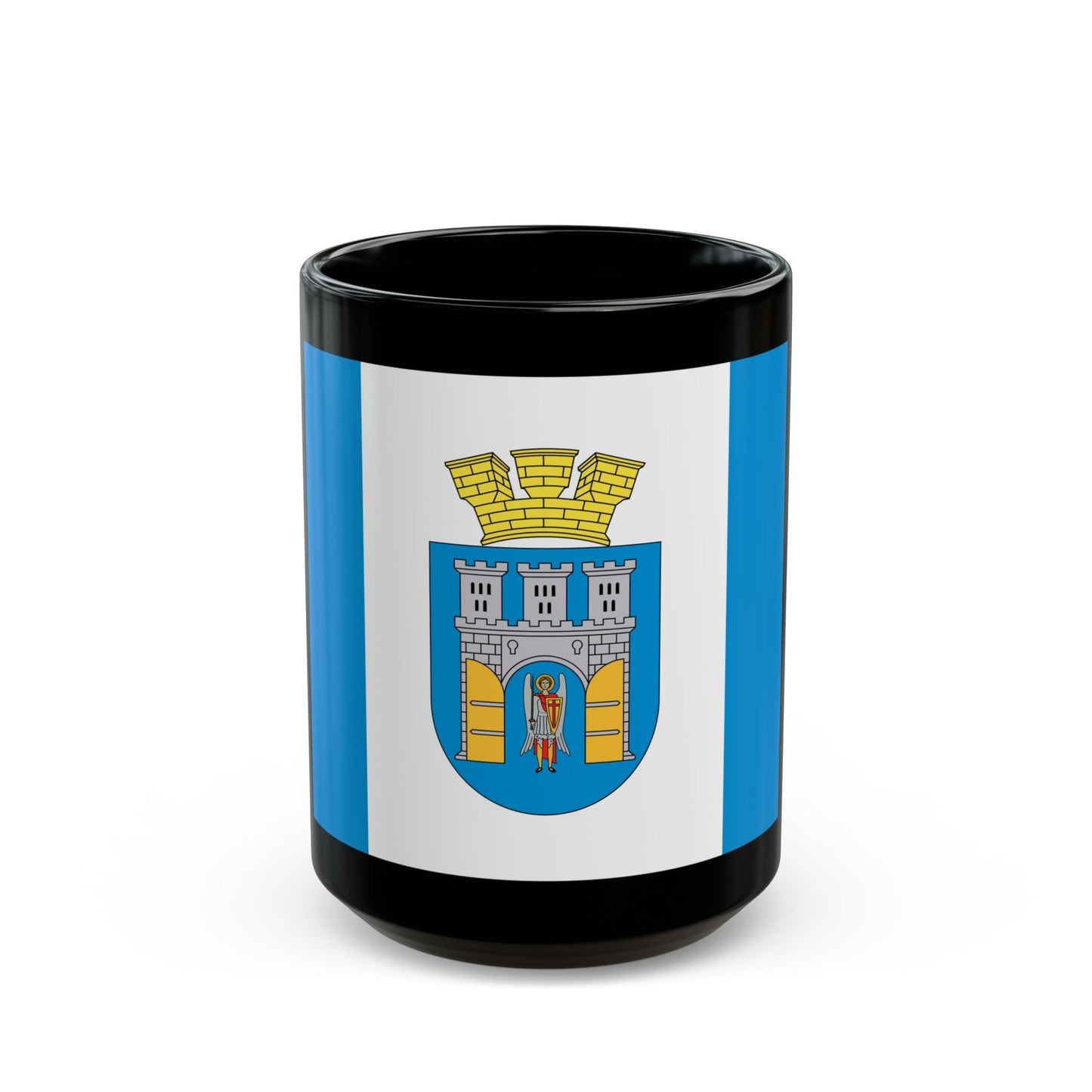 Flag of Ivano Frankivsk Ukraine - Black Coffee Mug-15oz-The Sticker Space