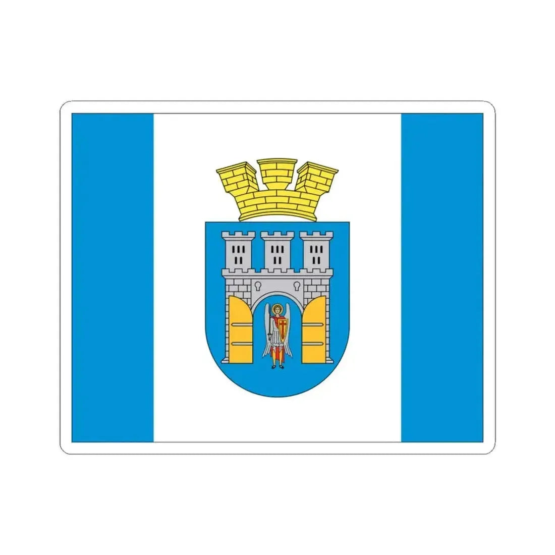 Flag of Ivano Frankivsk Ukraine - STICKER Vinyl Kiss-Cut Decal 3 Inch White - The Sticker Space