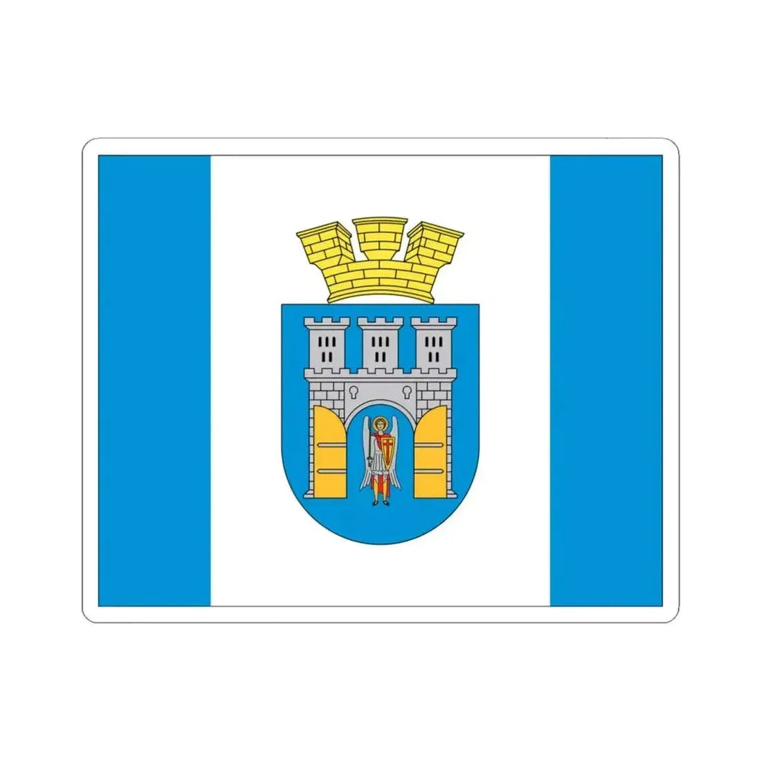 Flag of Ivano Frankivsk Ukraine - STICKER Vinyl Kiss-Cut Decal 4 Inch White - The Sticker Space