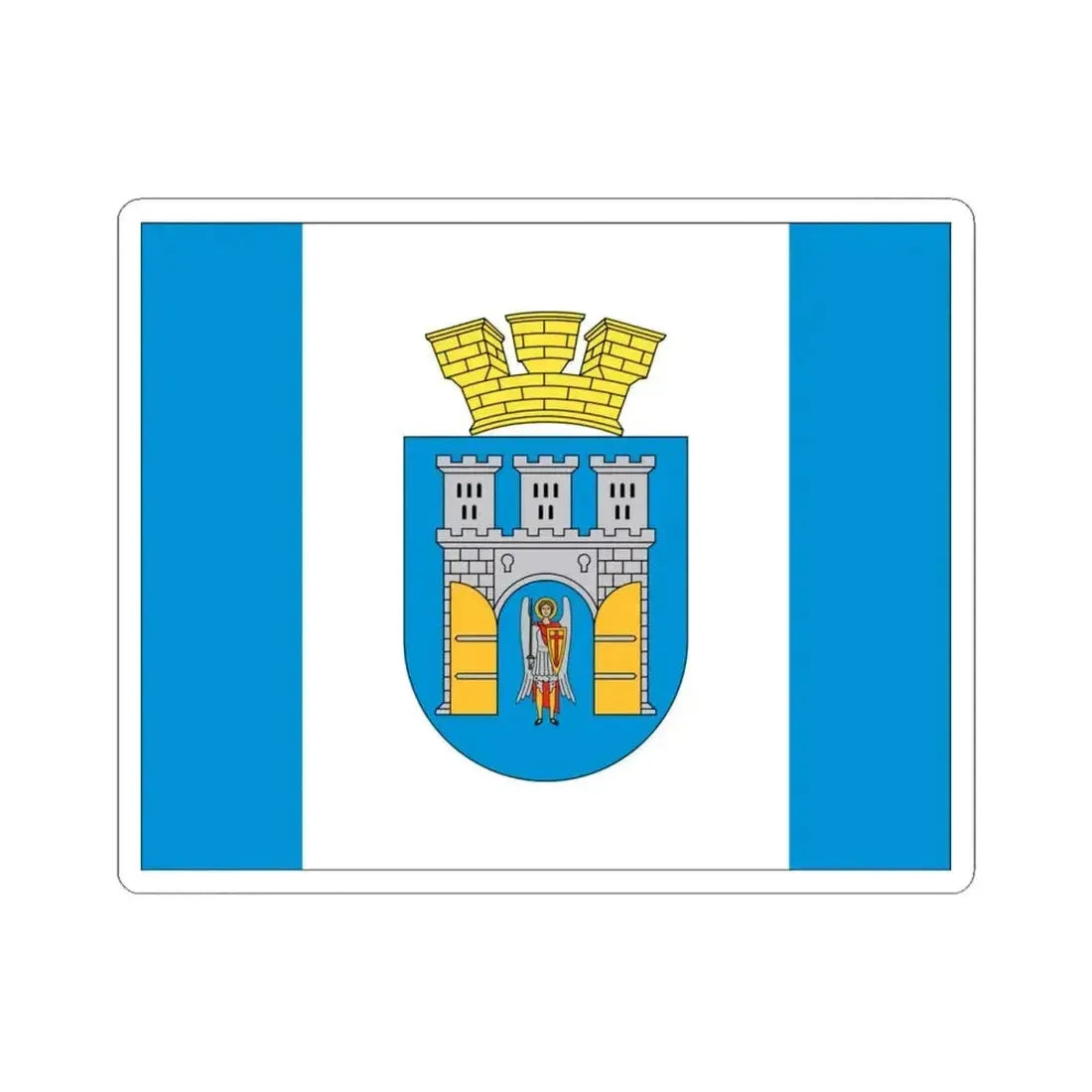 Flag of Ivano Frankivsk Ukraine - STICKER Vinyl Kiss-Cut Decal 6 Inch White - The Sticker Space