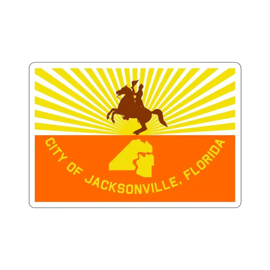 Flag of Jacksonville, Florida - STICKER Vinyl Kiss-Cut Decal 4 Inch White - The Sticker Space