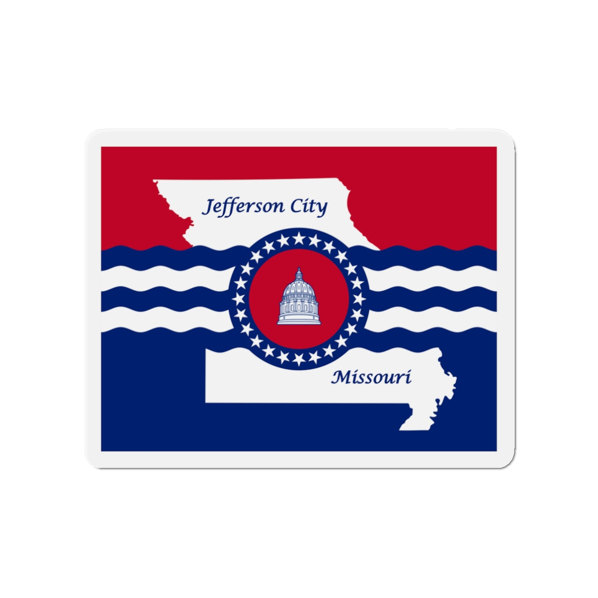 Flag of Jefferson City Missouri - Die-Cut Magnet-3" x 3"-The Sticker Space