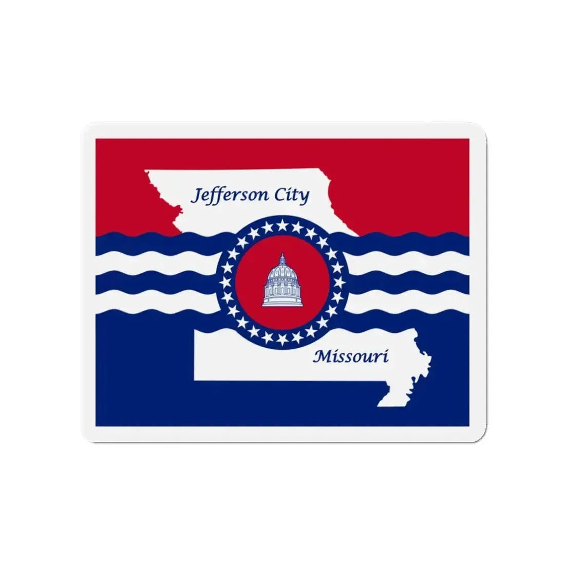 Flag of Jefferson City Missouri - Refrigerator Magnet 3 Inch - The Sticker Space