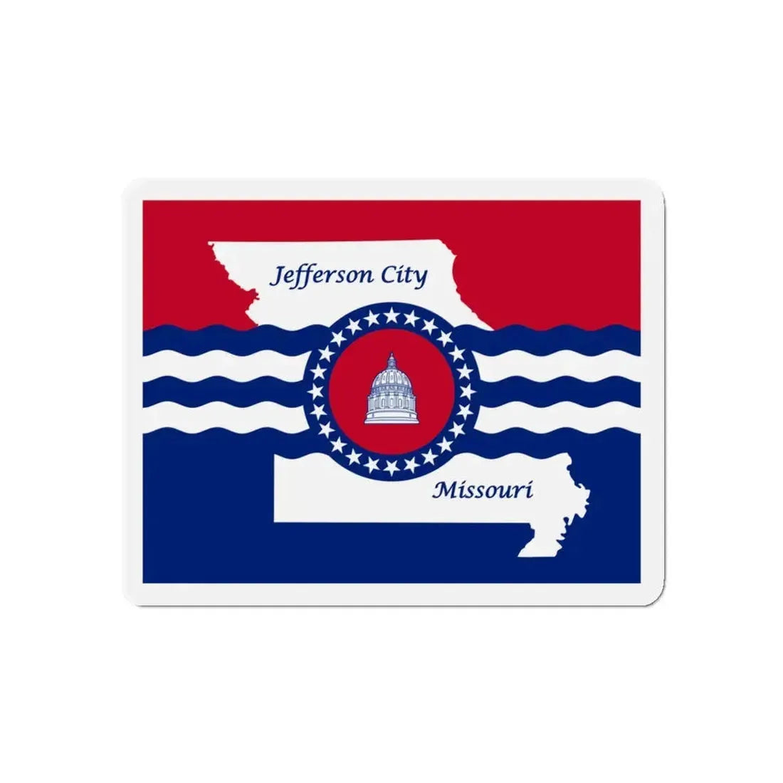 Flag of Jefferson City Missouri - Refrigerator Magnet 5 Inch - The Sticker Space