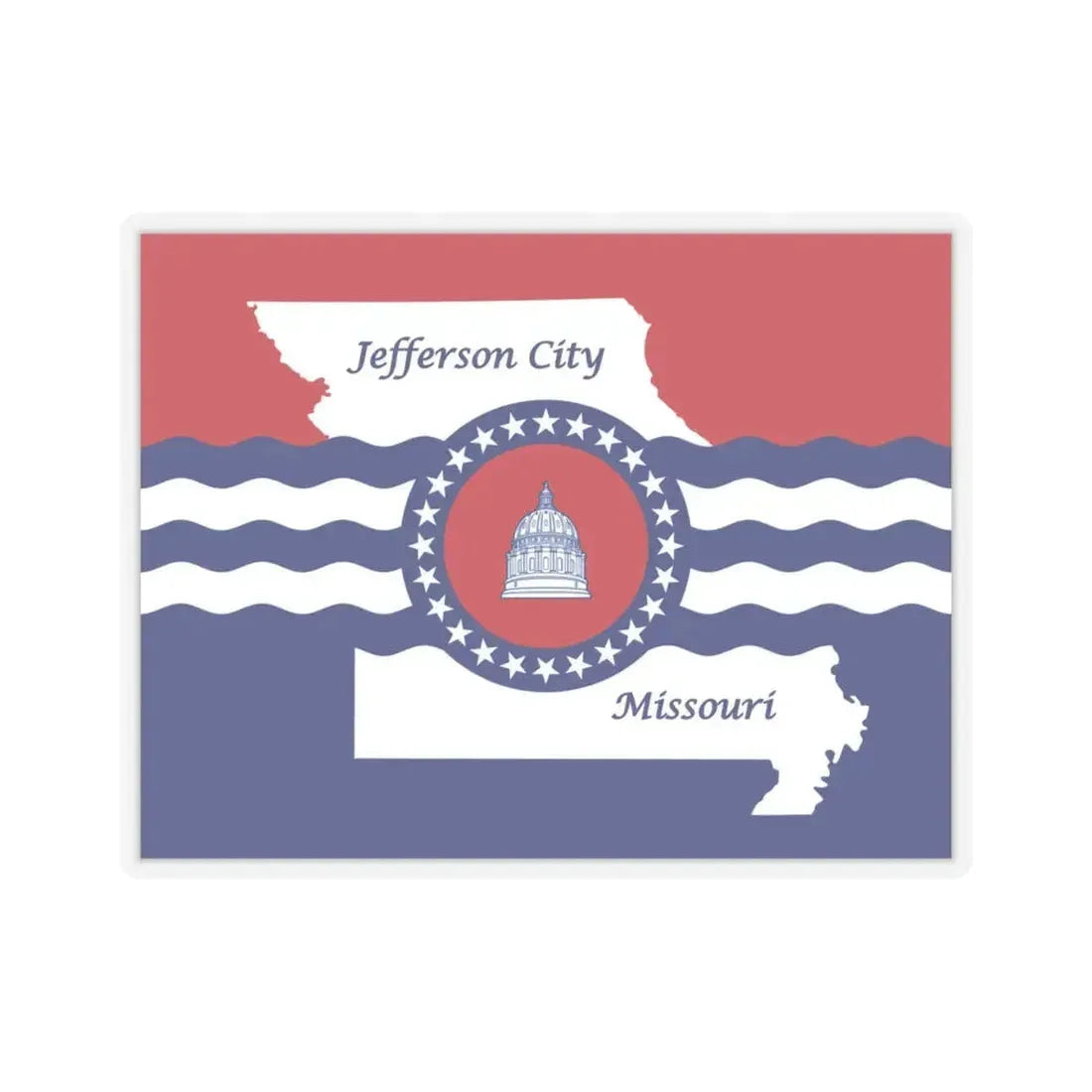 Flag of Jefferson City, Missouri - STICKER Vinyl Kiss-Cut Decal 4 Inch Transparent - The Sticker Space