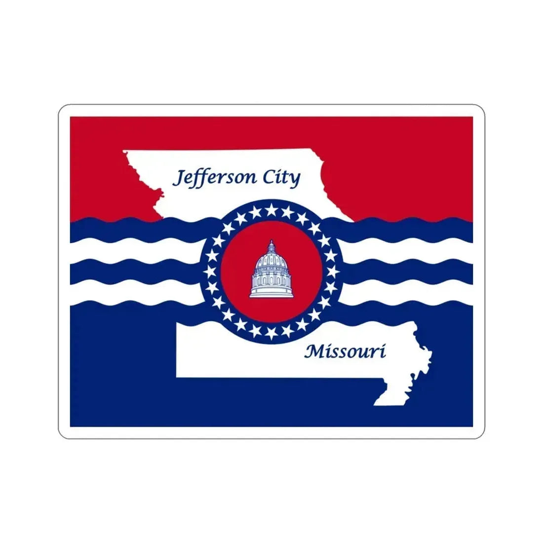 Flag of Jefferson City Missouri USA STICKER Vinyl Die-Cut Decal 3 Inch - The Sticker Space