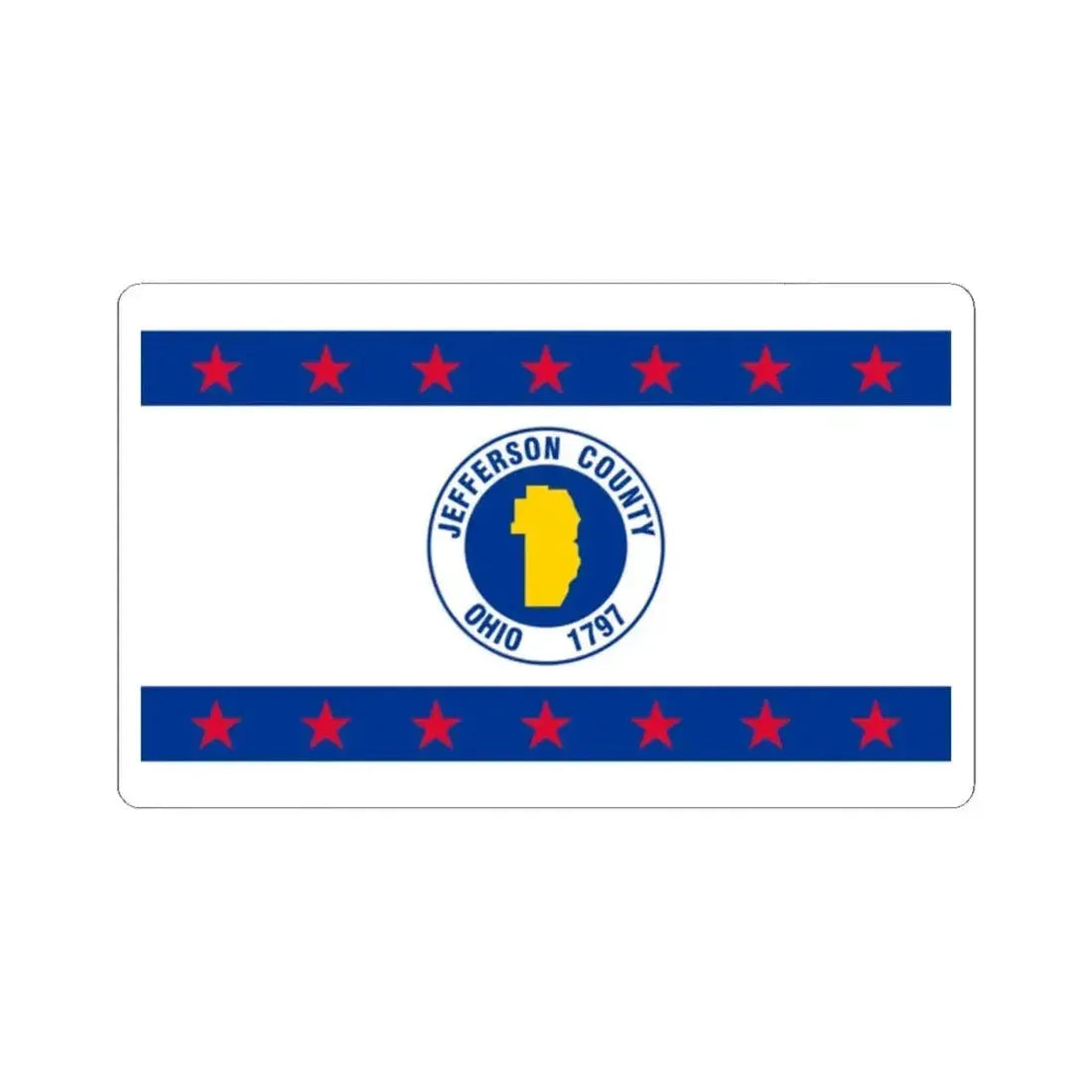 Flag of Jefferson County Ohio (United States) STICKER Vinyl Kiss-Cut Decal 2 Inch White - The Sticker Space