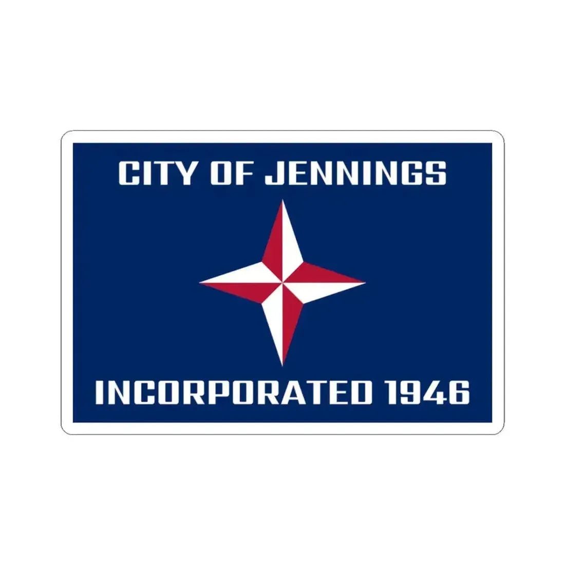 Flag of Jennings Missouri (United States) STICKER Vinyl Kiss-Cut Decal 3 Inch White - The Sticker Space