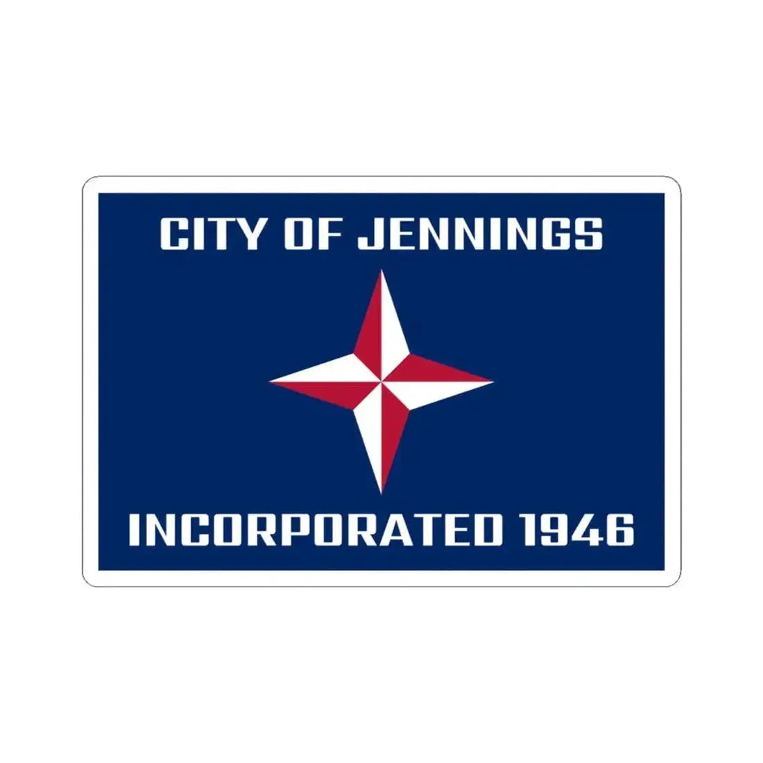 Flag of Jennings Missouri (United States) STICKER Vinyl Kiss-Cut Decal 4 Inch White - The Sticker Space