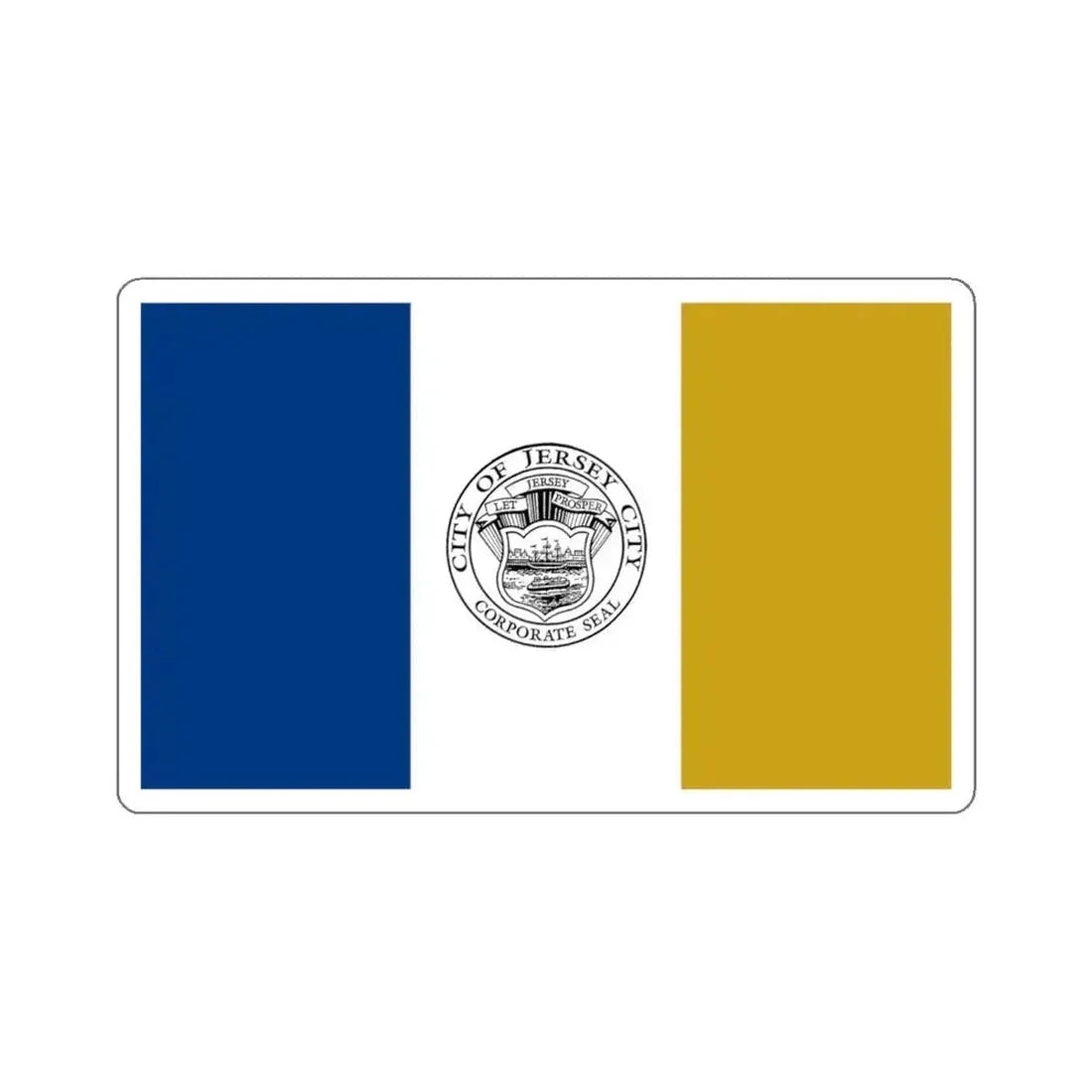 Flag of Jersey City - STICKER Vinyl Kiss-Cut Decal 6 Inch White - The Sticker Space