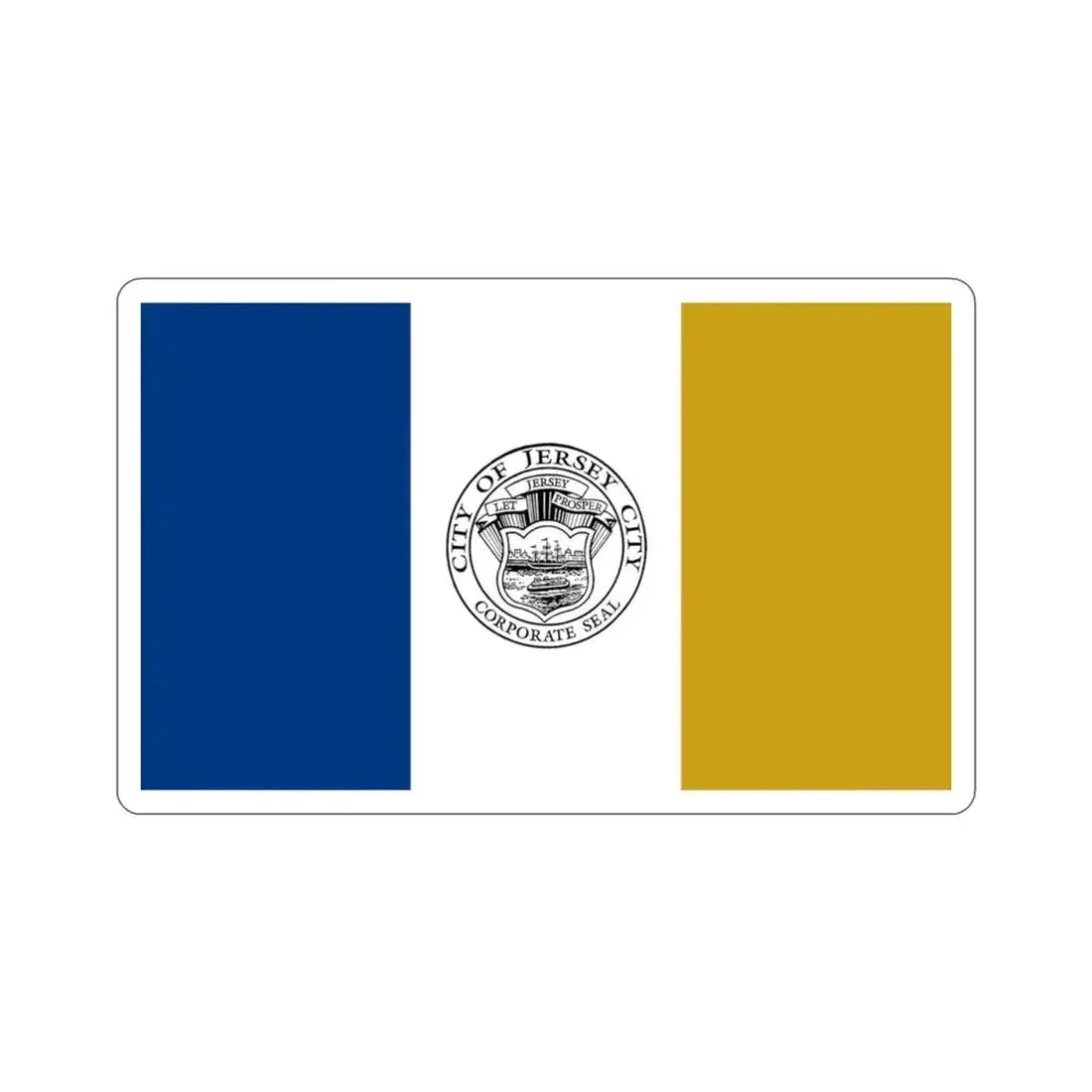 Flag of Jersey City USA STICKER Vinyl Die-Cut Decal 3 Inch - The Sticker Space