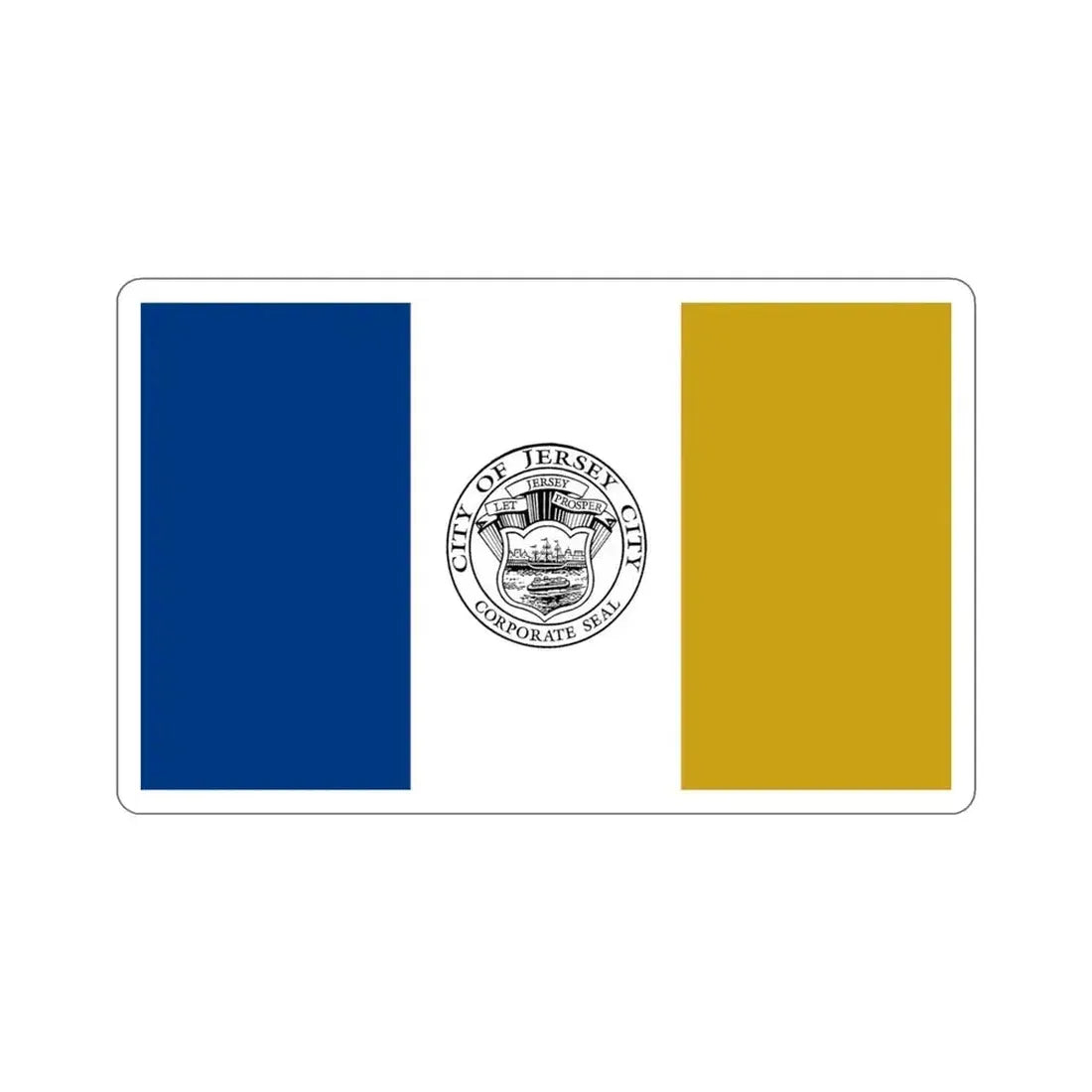 Flag of Jersey City USA STICKER Vinyl Die-Cut Decal 4 Inch - The Sticker Space