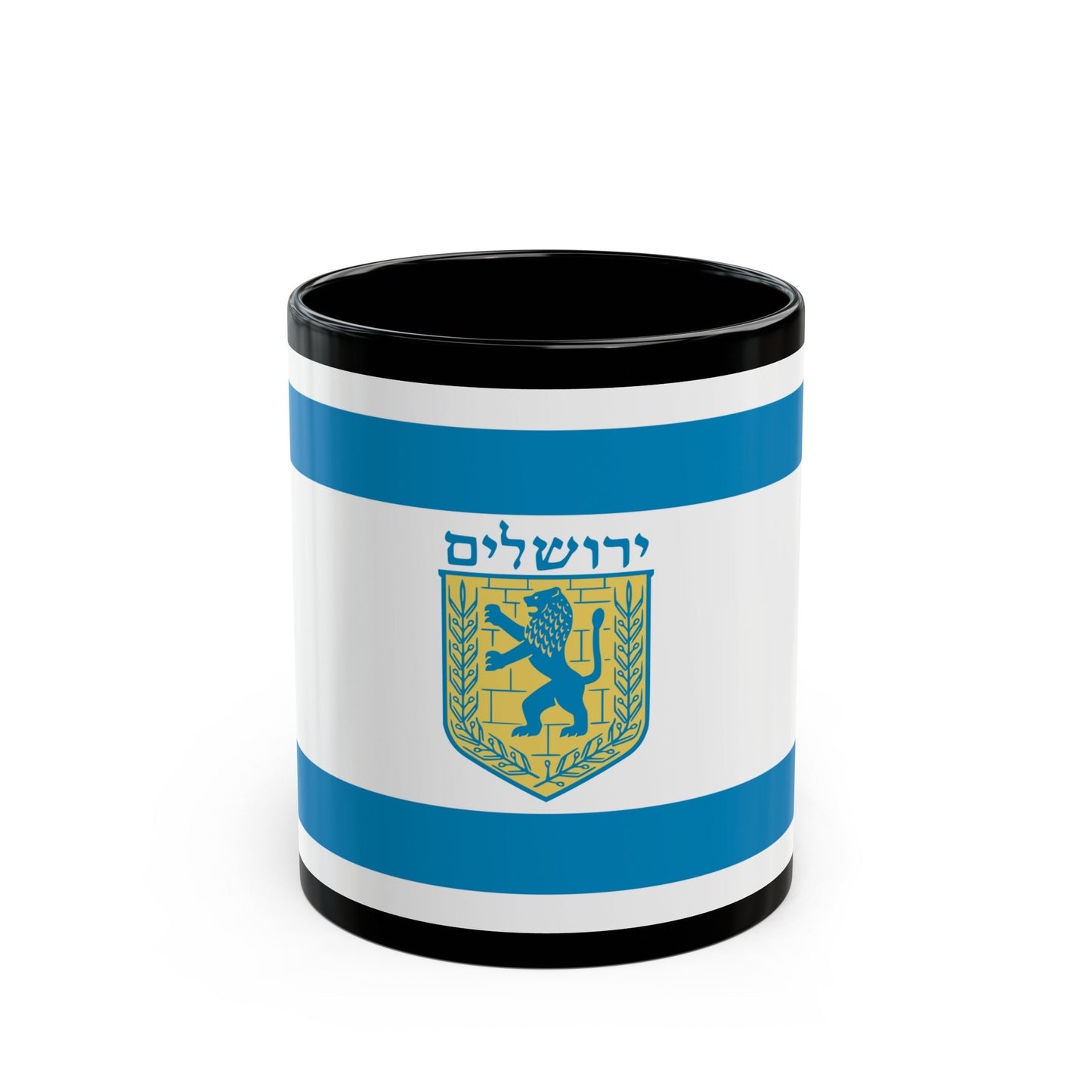 Flag of Jerusalem Israel - Black Coffee Mug-11oz-The Sticker Space