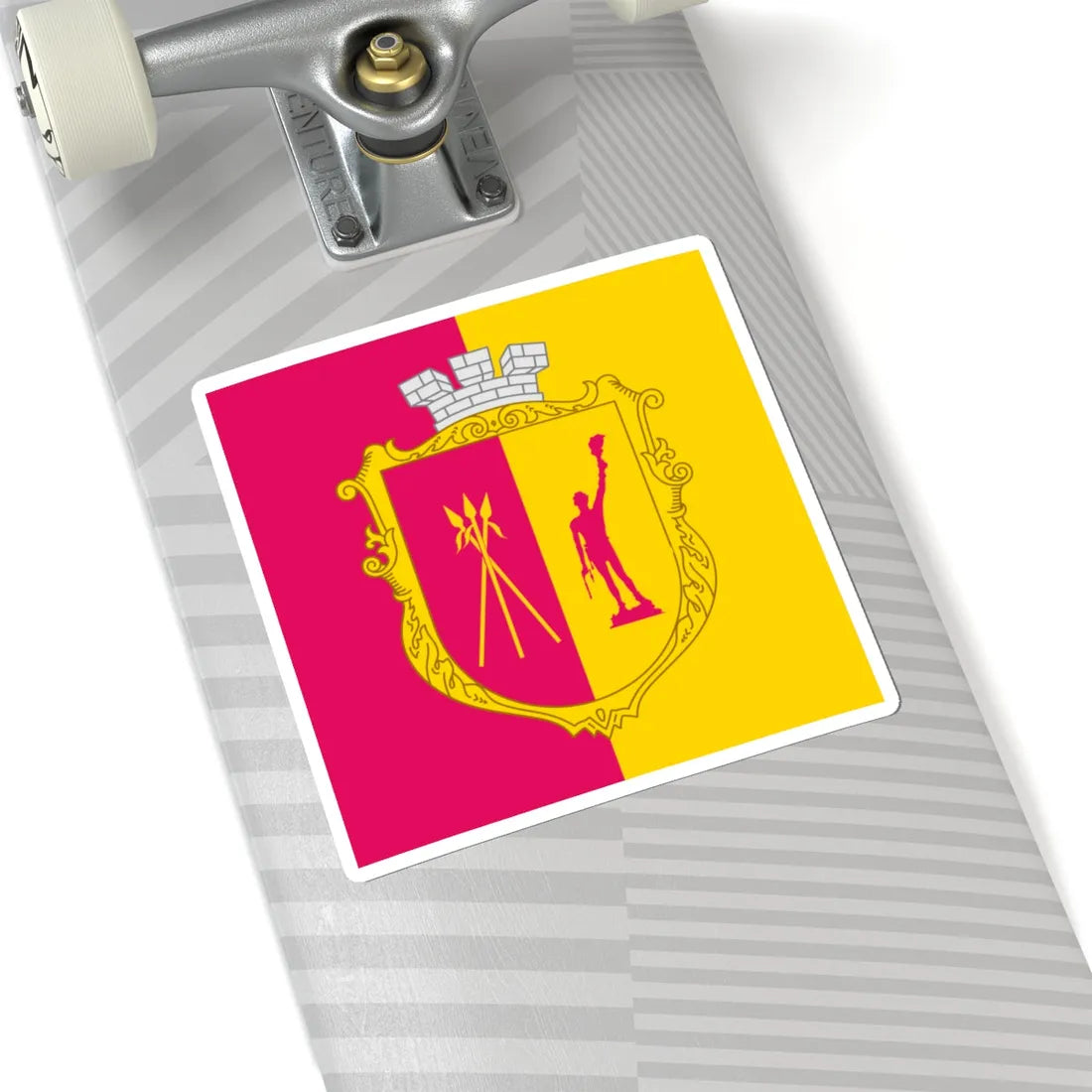 Flag of Kamianske with coat of arms 1-1 (Ukraine) STICKER Vinyl Kiss-Cut Decal - The Sticker Space