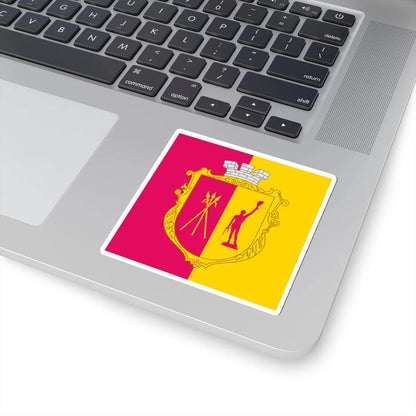 Flag of Kamianske with coat of arms 1-1 (Ukraine) STICKER Vinyl Kiss-Cut Decal - The Sticker Space
