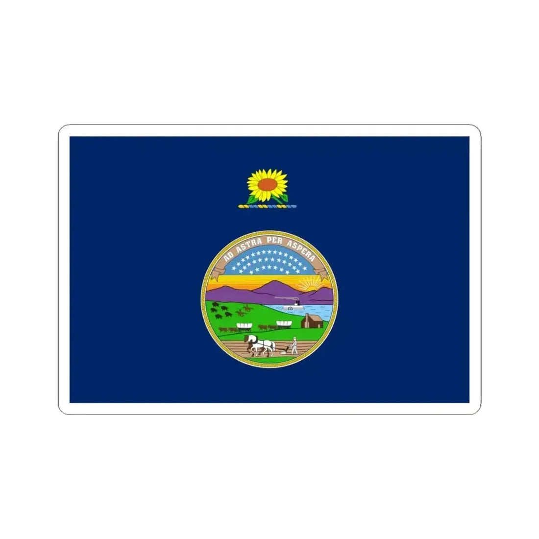 Flag of Kansas 1927-1961 (United States) STICKER Vinyl Kiss-Cut Decal 4 Inch White - The Sticker Space