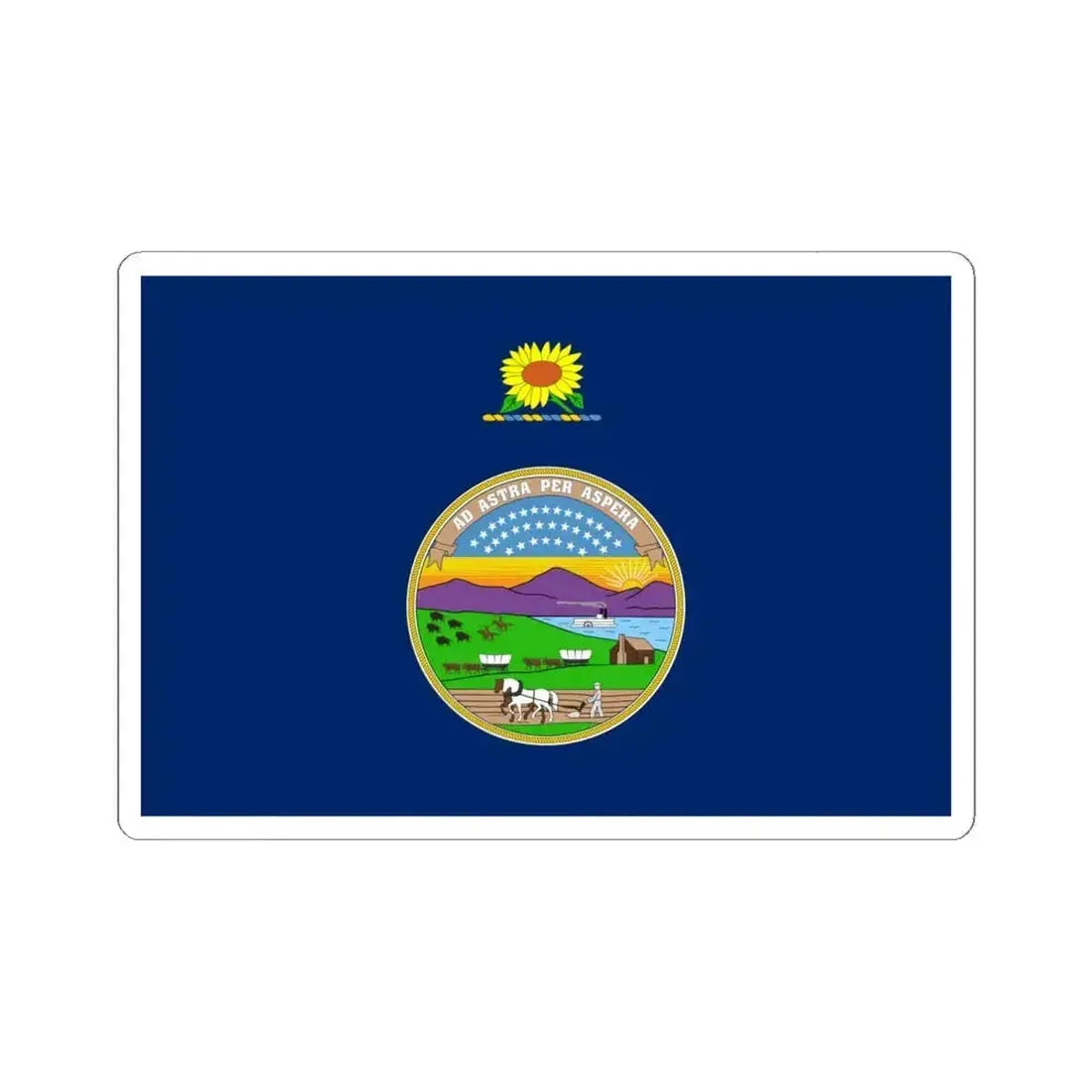 Flag of Kansas 1927-1961 (United States) STICKER Vinyl Kiss-Cut Decal 6 Inch White - The Sticker Space