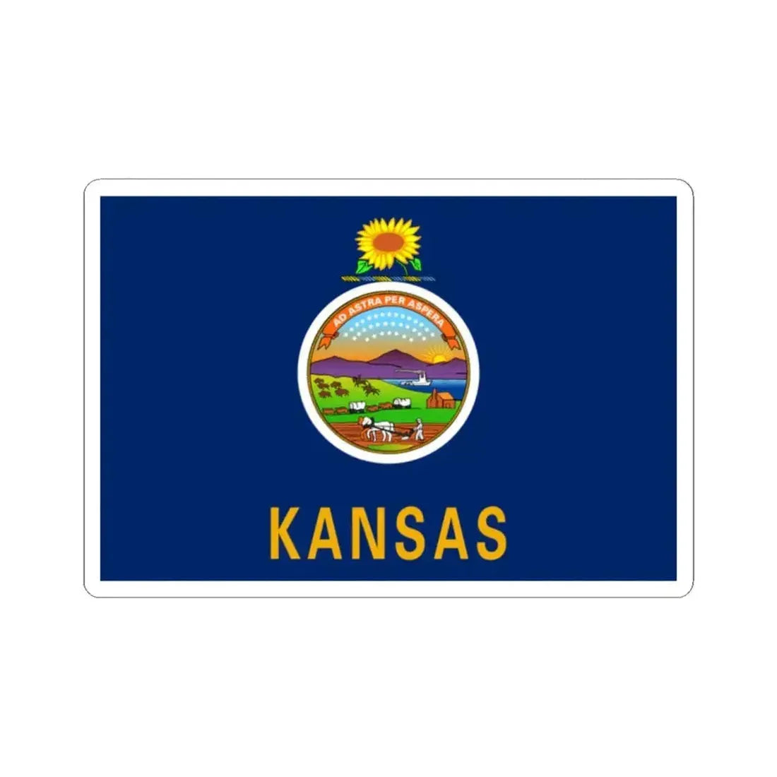 Flag of Kansas 3-2 (United States) STICKER Vinyl Kiss-Cut Decal 2 Inch White - The Sticker Space