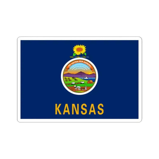 Flag of Kansas 3-2 (United States) STICKER Vinyl Kiss-Cut Decal 2 Inch White - The Sticker Space