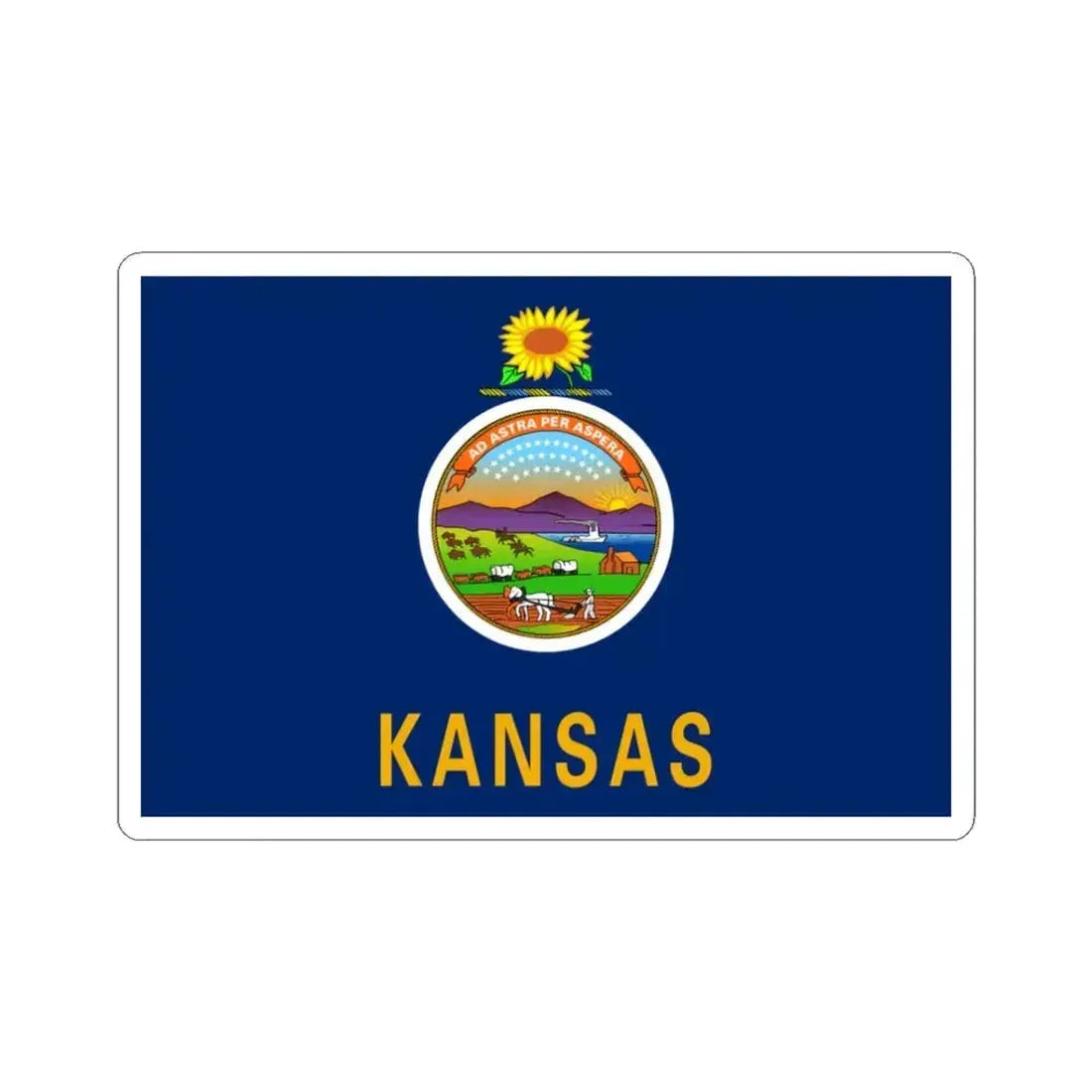 Flag of Kansas 3-2 (United States) STICKER Vinyl Kiss-Cut Decal 3 Inch White - The Sticker Space