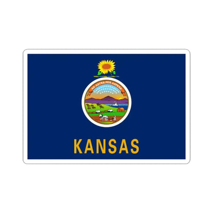 Flag of Kansas 3-2 (United States) STICKER Vinyl Kiss-Cut Decal 3 Inch White - The Sticker Space