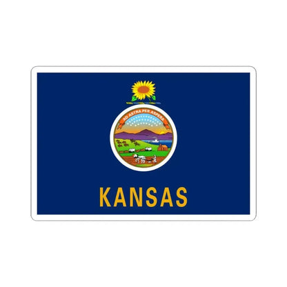 Flag of Kansas 3-2 (United States) STICKER Vinyl Kiss-Cut Decal 4 Inch White - The Sticker Space