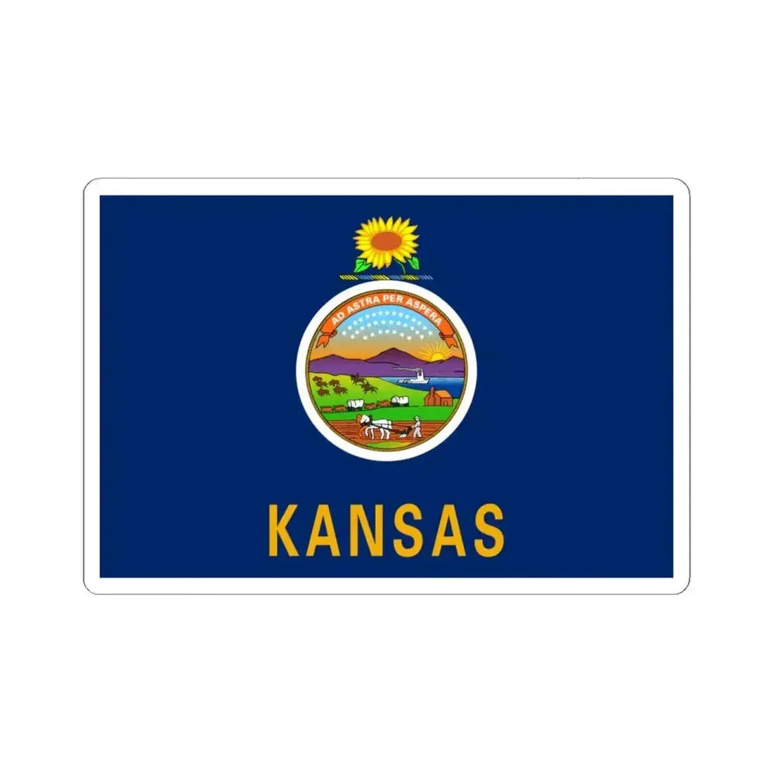 Flag of Kansas 3-2 (United States) STICKER Vinyl Kiss-Cut Decal 6 Inch White - The Sticker Space