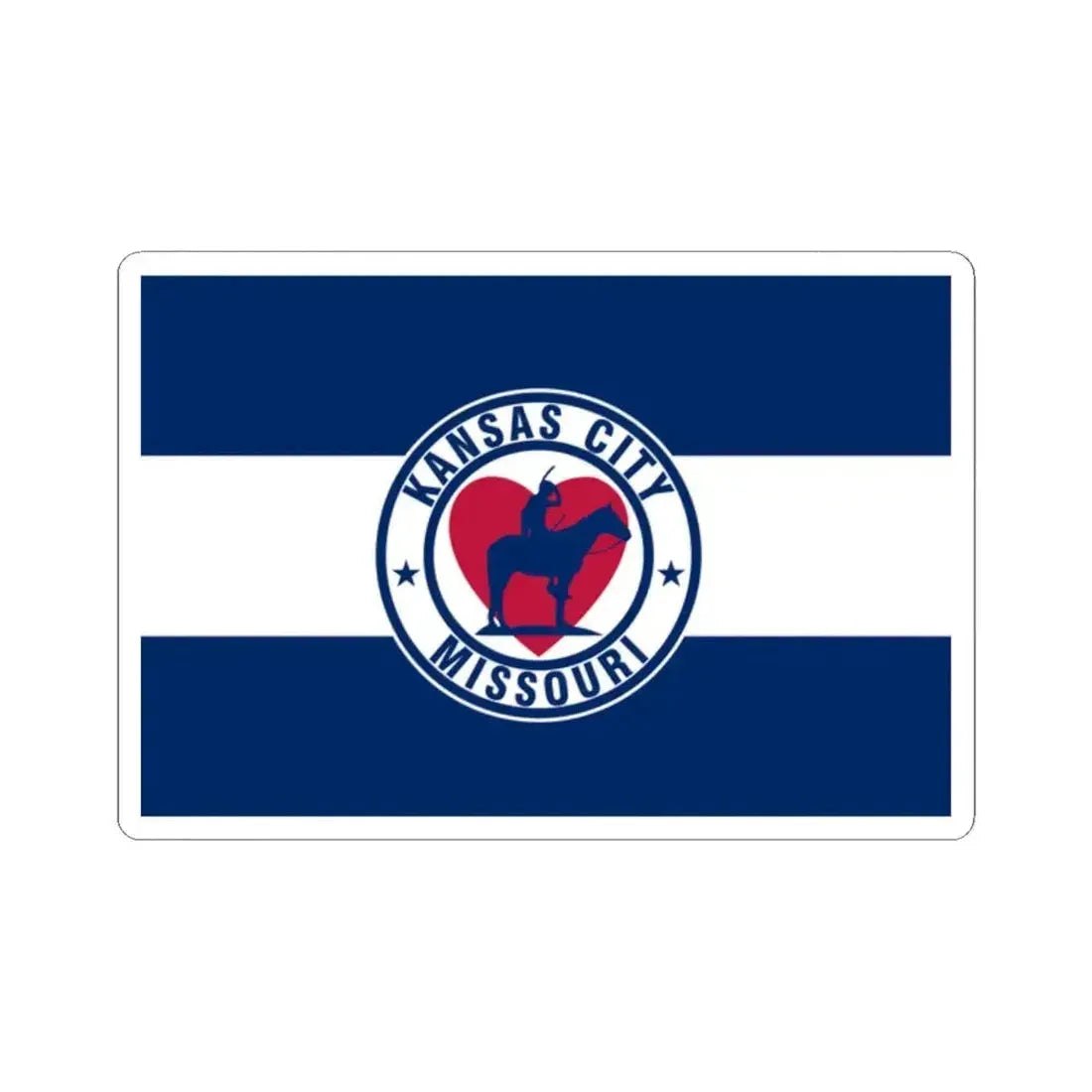 Flag of Kansas City Missouri 1944-1972 (United States) STICKER Vinyl Kiss-Cut Decal 2 Inch White - The Sticker Space