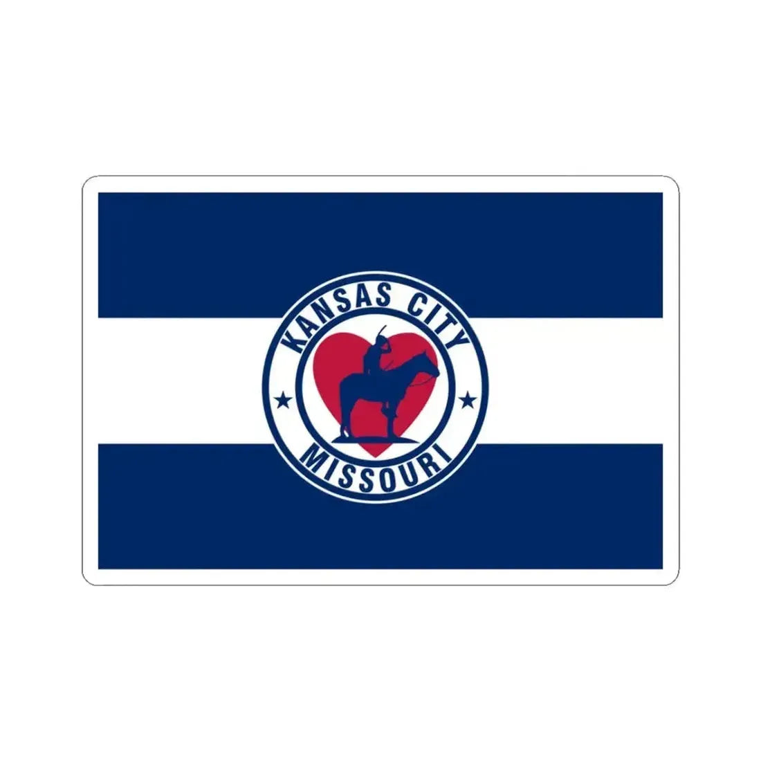 Flag of Kansas City Missouri 1944-1972 (United States) STICKER Vinyl Kiss-Cut Decal 3 Inch White - The Sticker Space