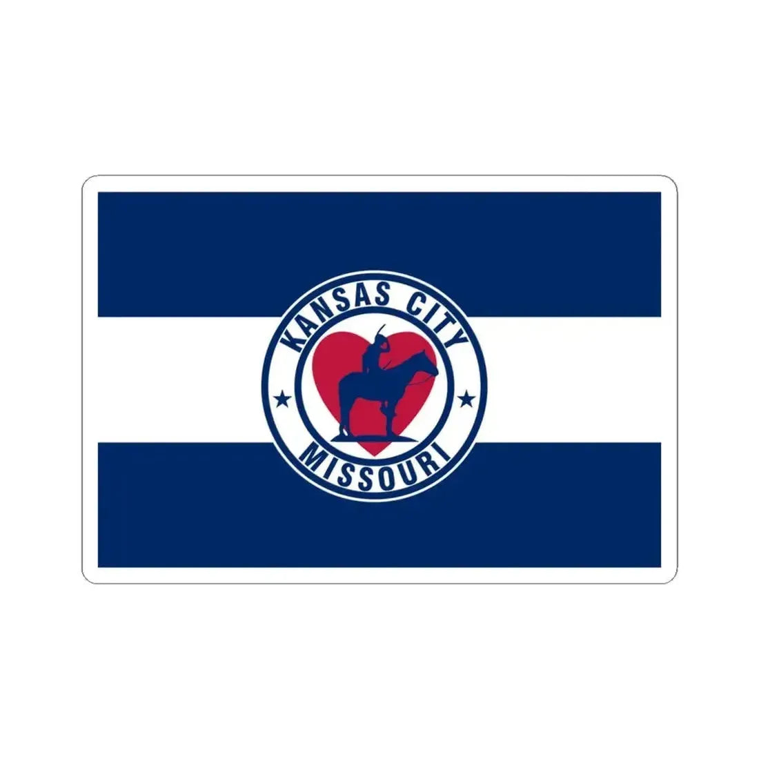 Flag of Kansas City Missouri 1944-1972 (United States) STICKER Vinyl Kiss-Cut Decal 4 Inch White - The Sticker Space