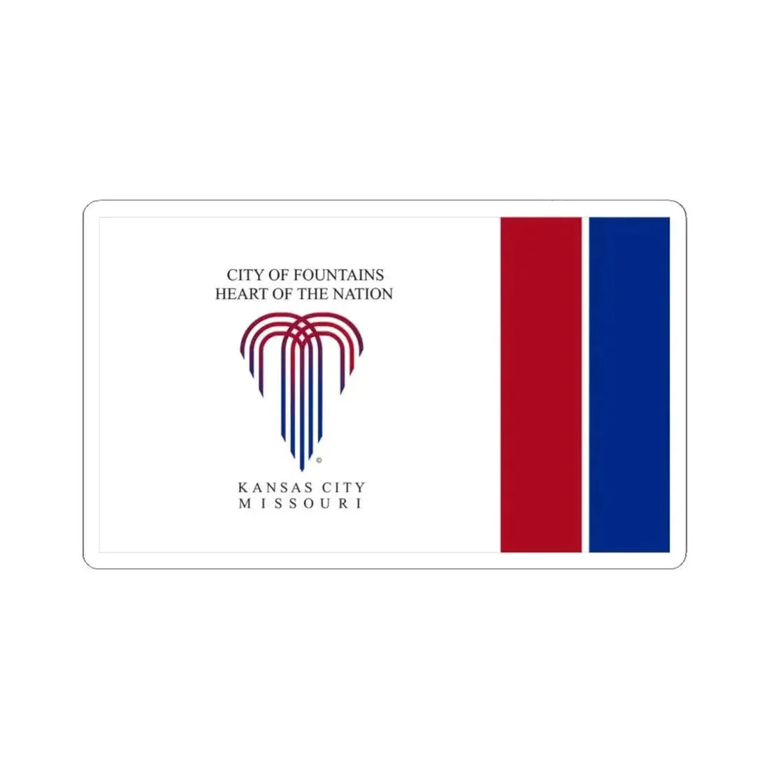 Flag of Kansas City Missouri 1992-1995 (United States) STICKER Vinyl Kiss-Cut Decal 3 Inch White - The Sticker Space