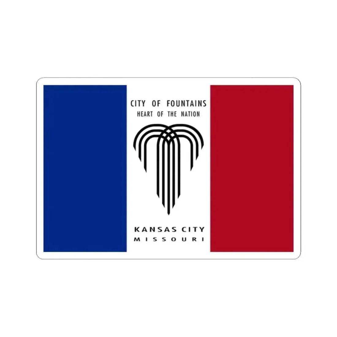Flag of Kansas City Missouri 1995-2023 (United States) STICKER Vinyl Kiss-Cut Decal 2 Inch White - The Sticker Space