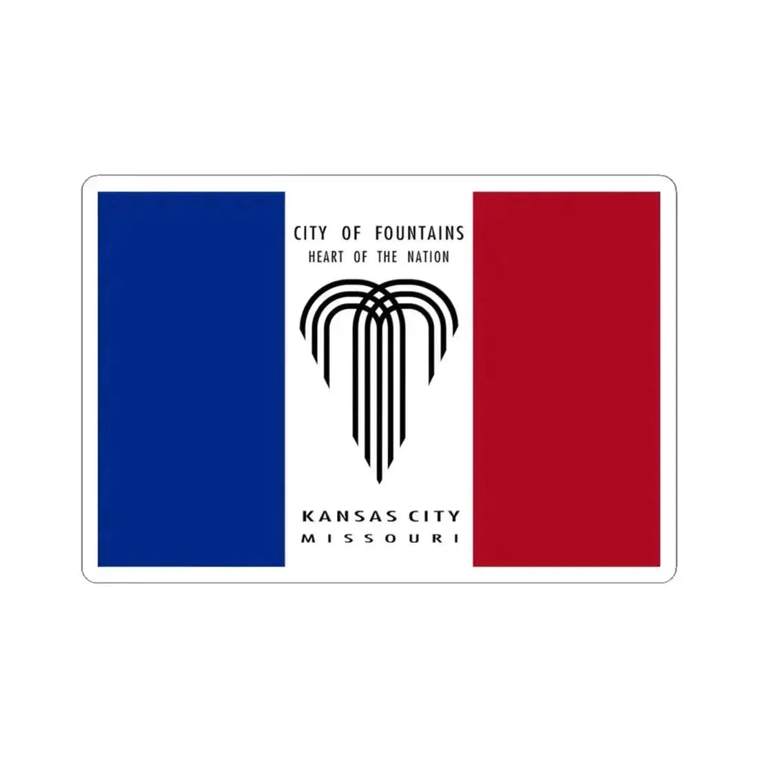 Flag of Kansas City Missouri 1995-2023 (United States) STICKER Vinyl Kiss-Cut Decal 4 Inch White - The Sticker Space