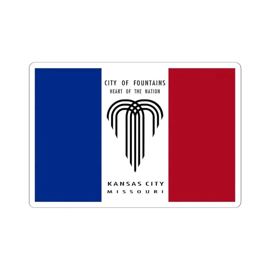 Flag of Kansas City Missouri 1995-2023 (United States) STICKER Vinyl Kiss-Cut Decal 6 Inch White - The Sticker Space