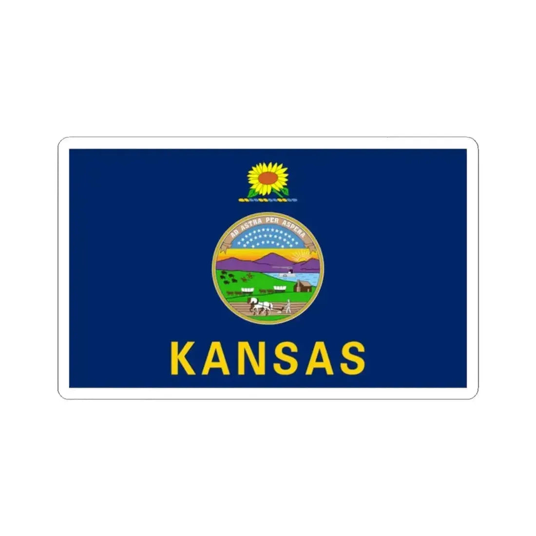 Flag of Kansas (United States) STICKER Vinyl Kiss-Cut Decal 2 Inch White - The Sticker Space
