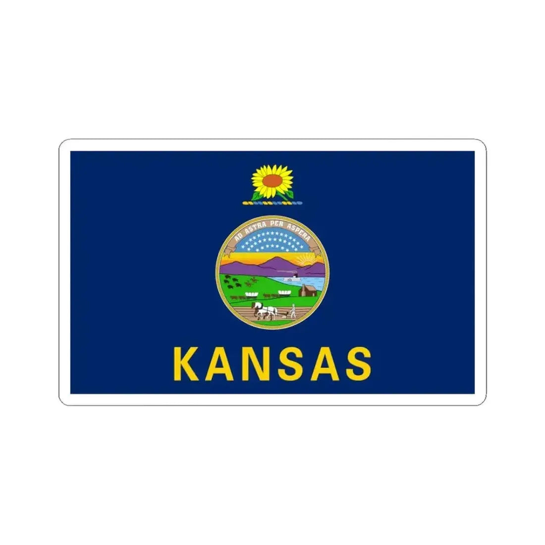 Flag of Kansas (United States) STICKER Vinyl Kiss-Cut Decal 3 Inch White - The Sticker Space